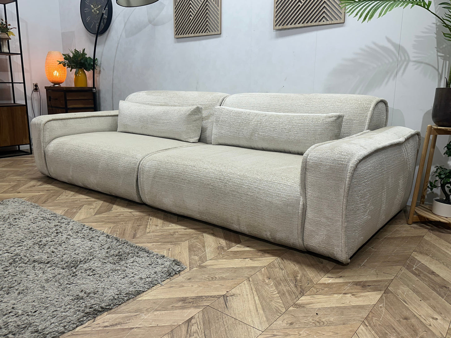 Agpol Witte Cremona Stoffen 3-Zits Zetel Inc Hocker ~ Nieuwstaat
