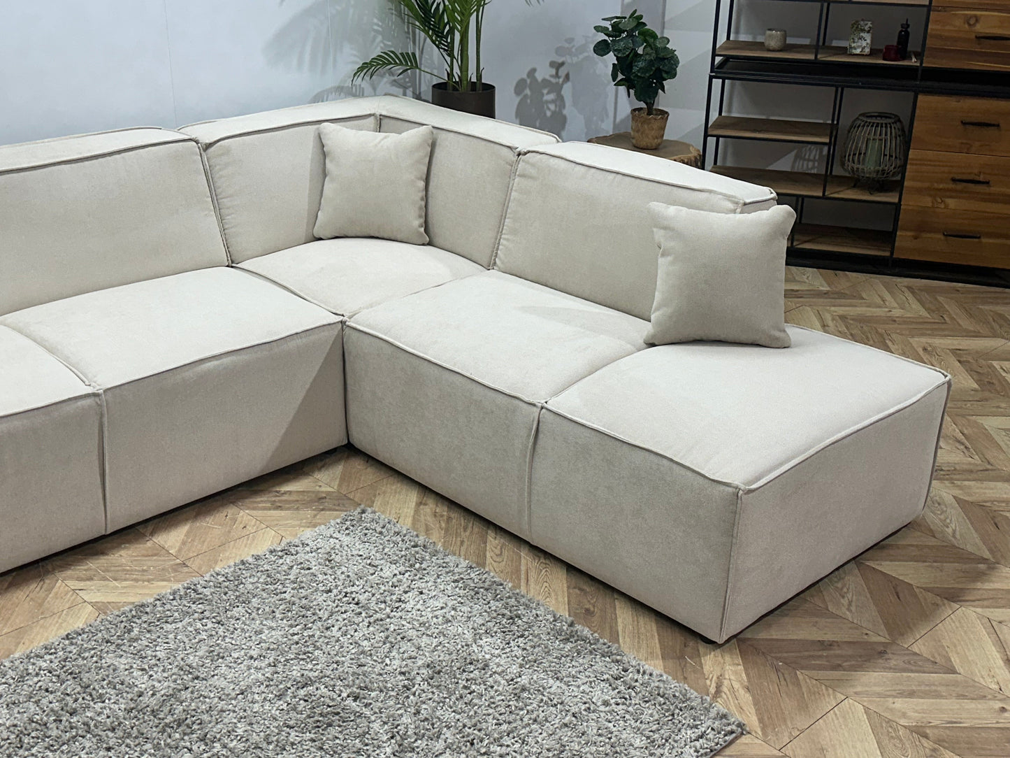 !Showroommodel! Crème Suède Stoffen Hoekzetel