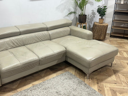 Beige Echt Lederen Hoekzetel ~ Geïmpregneerd