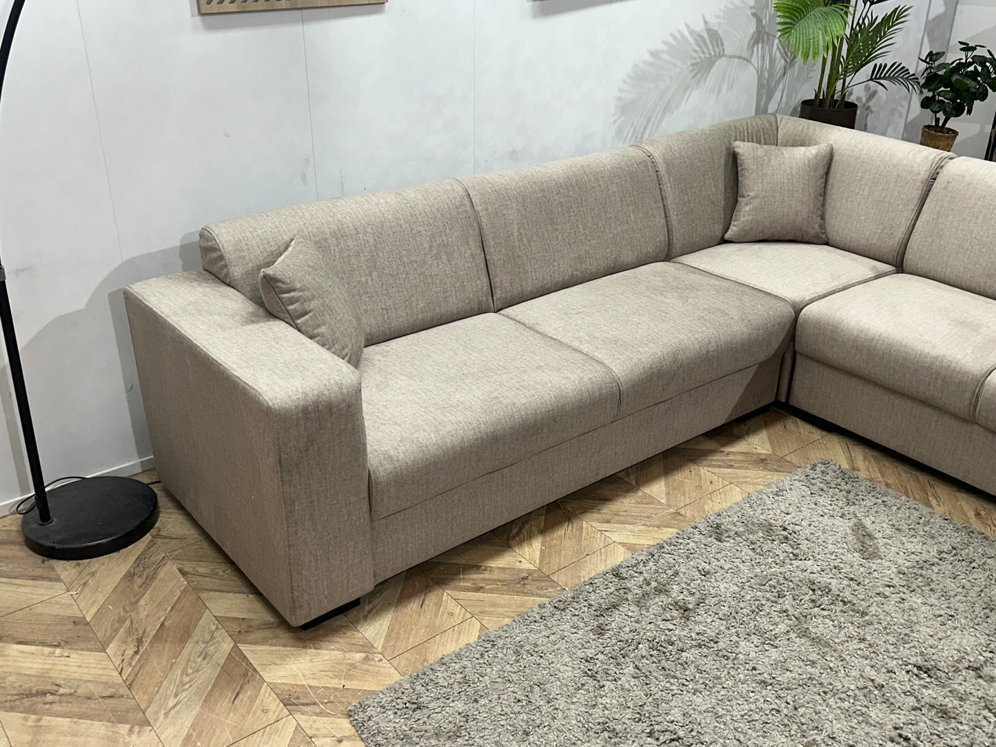 !Showroommodel! Beige Velvet Hoekzetel