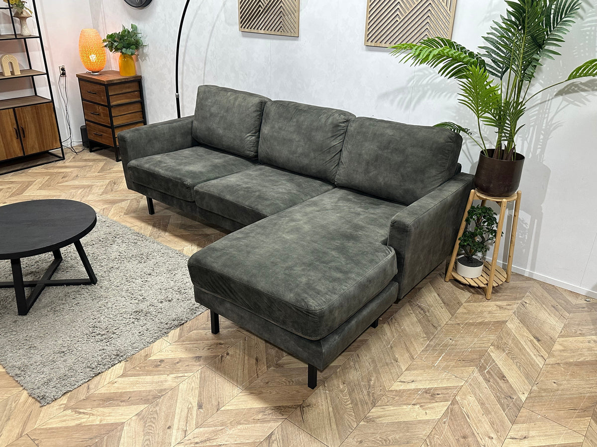 Antraciet/Donker Groene Velvet Hoekzetel ~ Losse Kussens Met Afneembare Hoezen