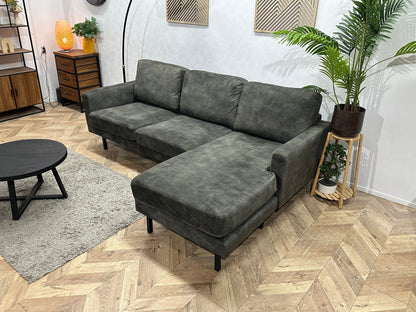 Antraciet/Donker Groene Velvet Hoekzetel ~ Losse Kussens Met Afneembare Hoezen