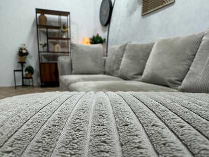 Witte Ribstof Hoekzetel ~ Losse Kussens Met Afneembare Hoezen