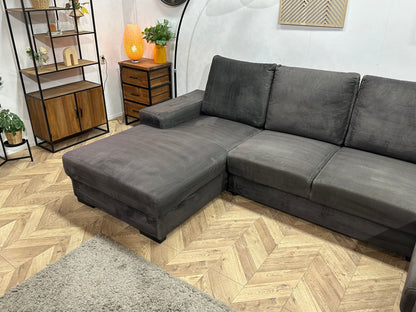 Antraciet Velvet U Zetel ~ Losse Rugkussens Met Afneembare Hoezen