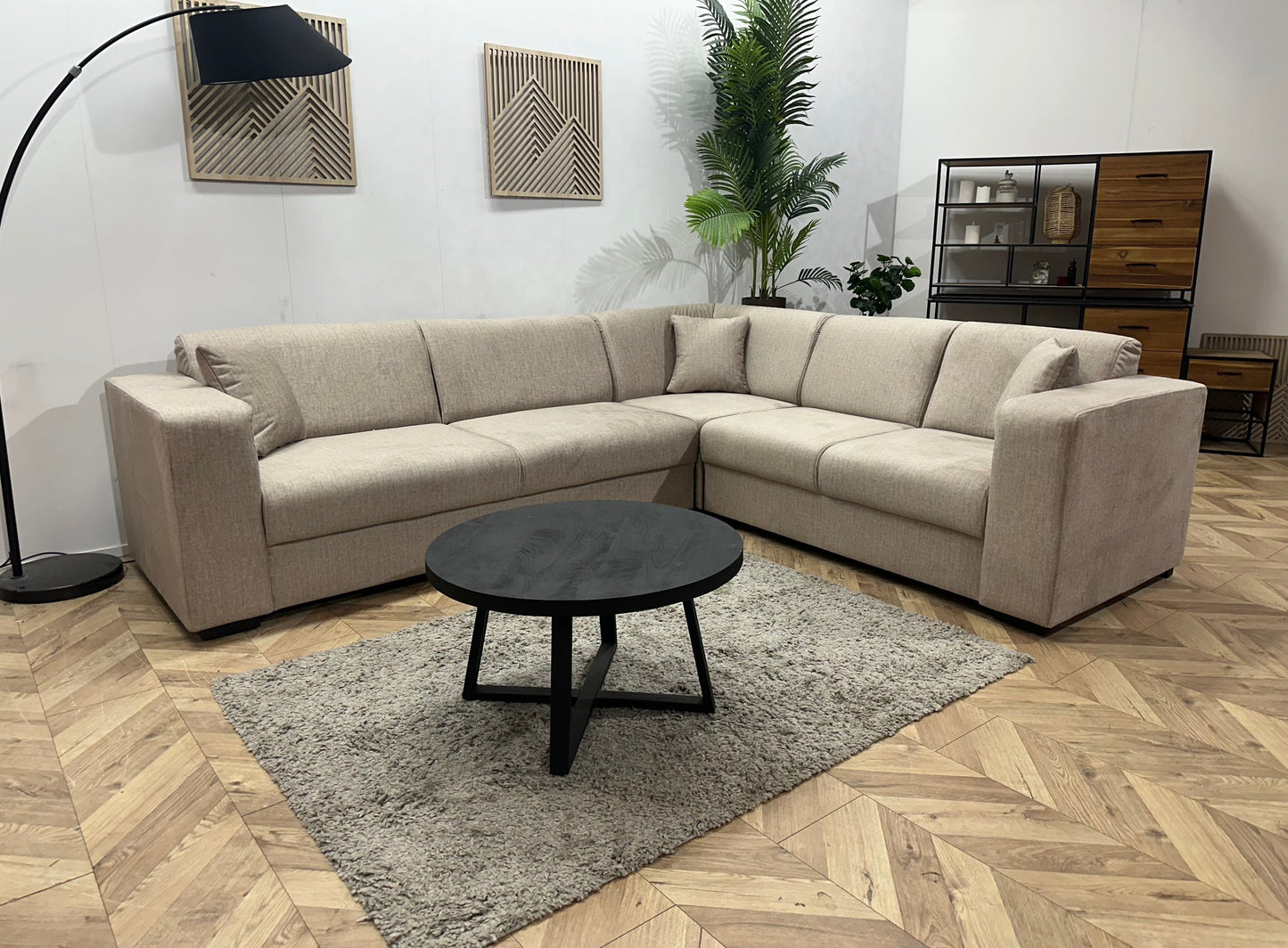 !Showroommodel! Beige Velvet Hoekzetel