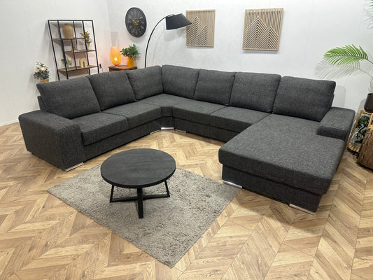 Antraciet U Zetel ~ Losse Rugkussens Met Afneembare Hoezen