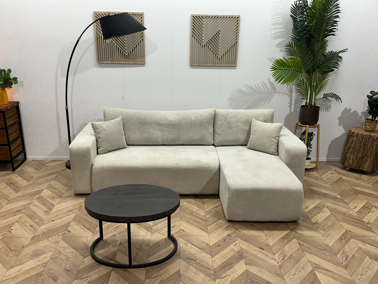 !Showroommodel! Witte Ribstof Hoekzetel