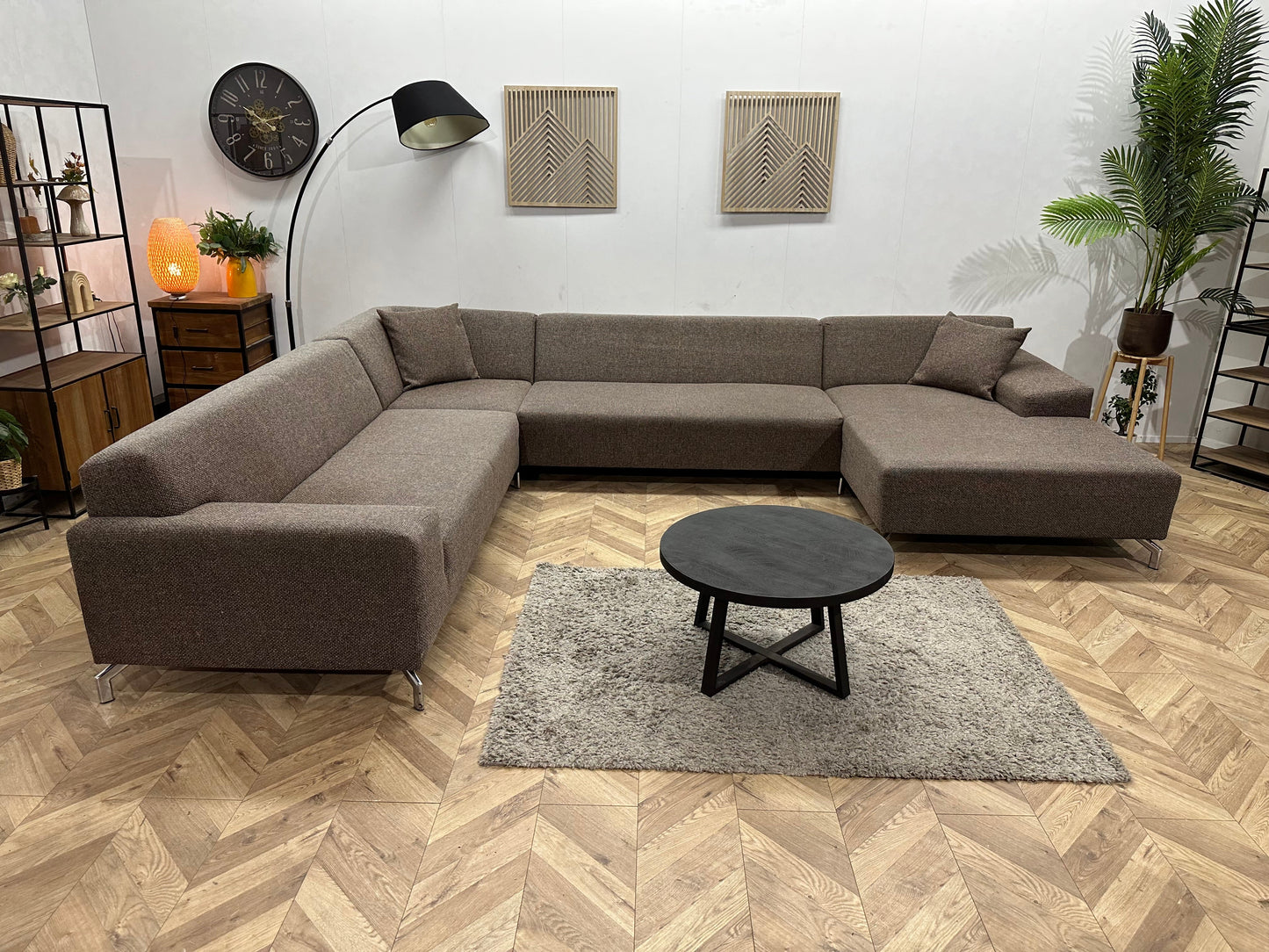 IN.HOUSE Bruine Stoffen U Zetel ~ Vaste Kussens
