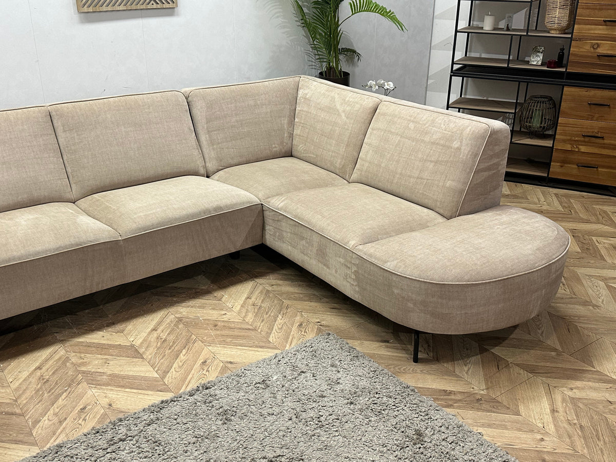 Crème/Beige Velvet U Zetel ~ Vaste Kussens