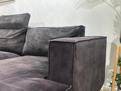 Antraciet Velvet Hoekzetel ~ Losse Kussens Met Afneembare Hoezen