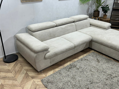 !Showroommodel! Witte Ribstof Hoekzetel ~ Verstelbare Hoofdsteunen