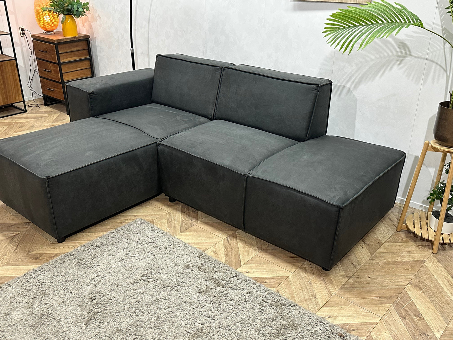 !Showroommodel! Antraciet Suède Stoffen Design Zetel