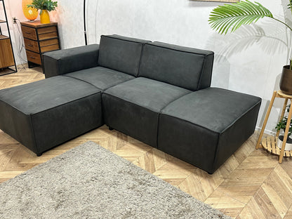 !Showroommodel! Antraciet Suède Stoffen Design Zetel