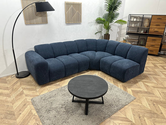 !Showroommodel Blauwe Chenille Stoffen Hoekzetel