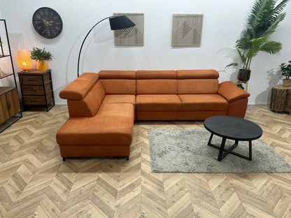 Cognac Bruine Suède Stoffen Hoekzetel ~ Verstelbare Arm/ Hoofdsteunen