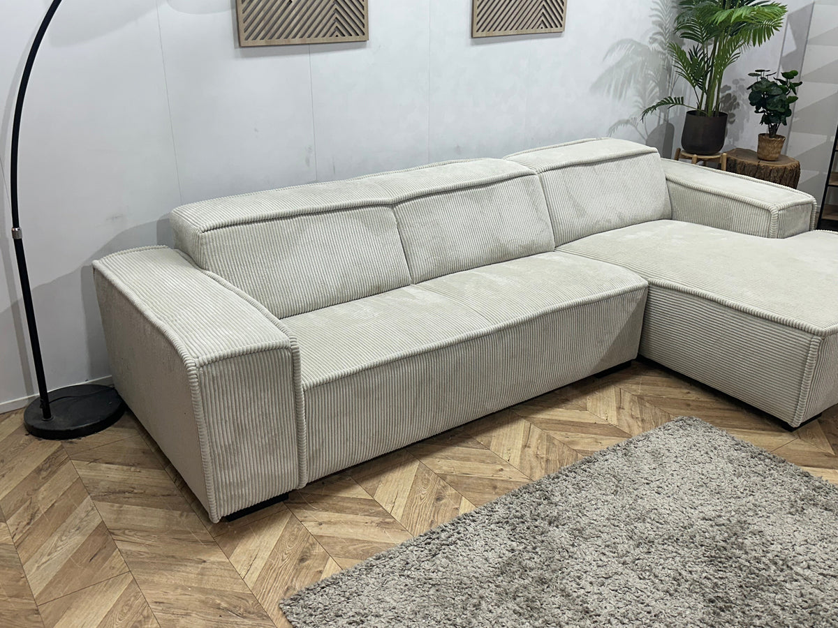 !Showroommodel! Witte Ribstof Hoekzetel