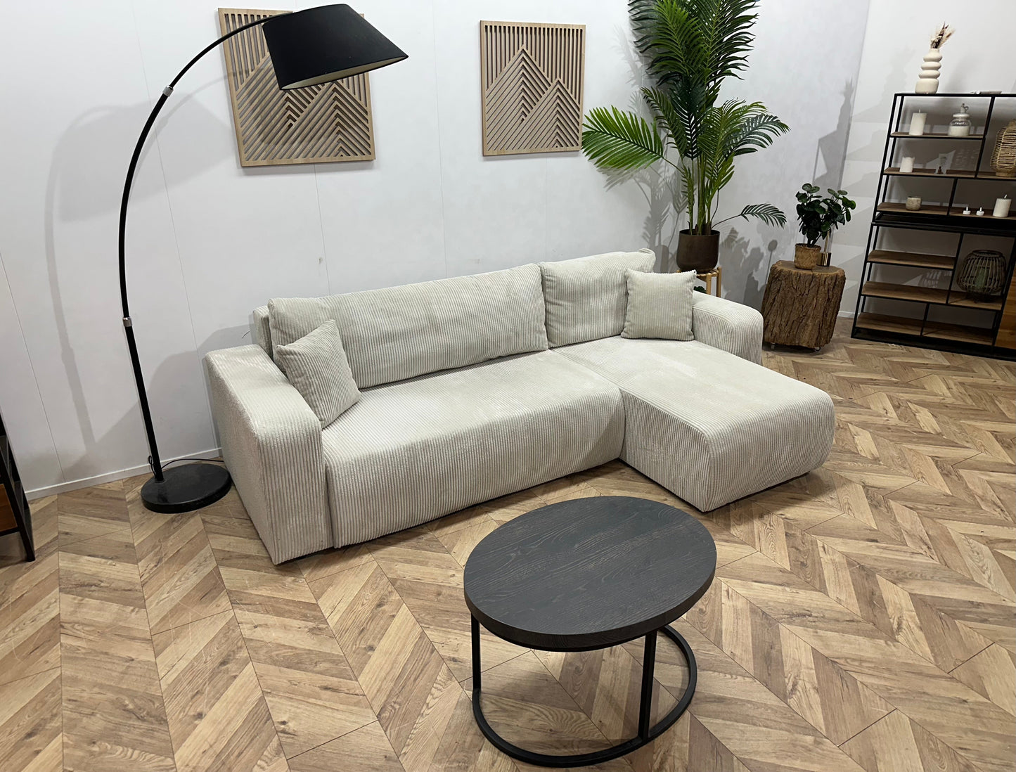 !Showroommodel! Witte Ribstof Hoekzetel