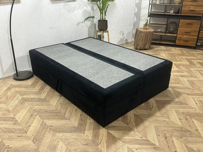 Zwarte Ribstof Boxspring
