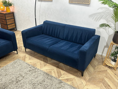 Blauwe Velvet Zetels Set ~ Vaste Kussens
