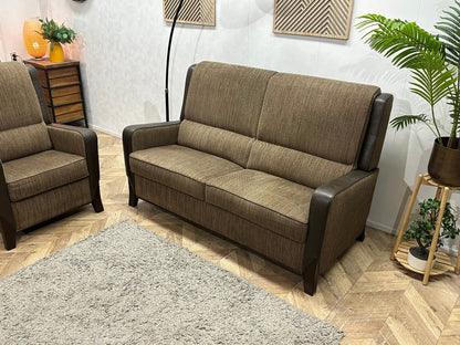 Bruine Stoffen/Lederen Zetels Set ~ Vaste Kussens