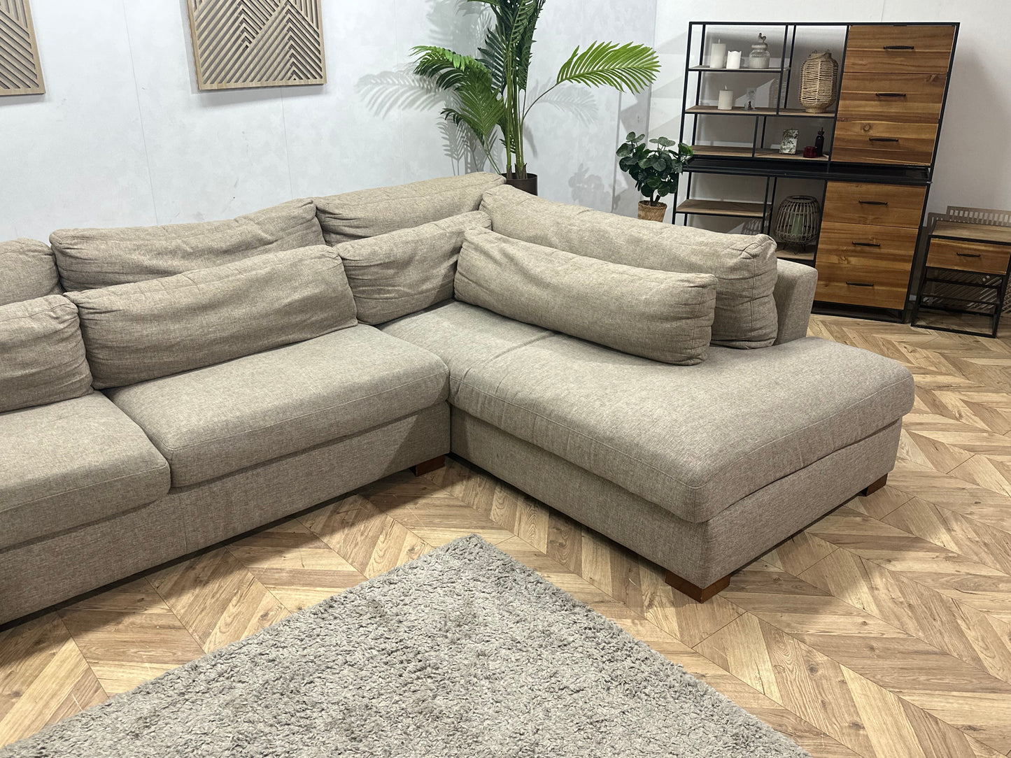 Beige Hoekzetel ~ Losse Kussens Met Afneembare Hoezen