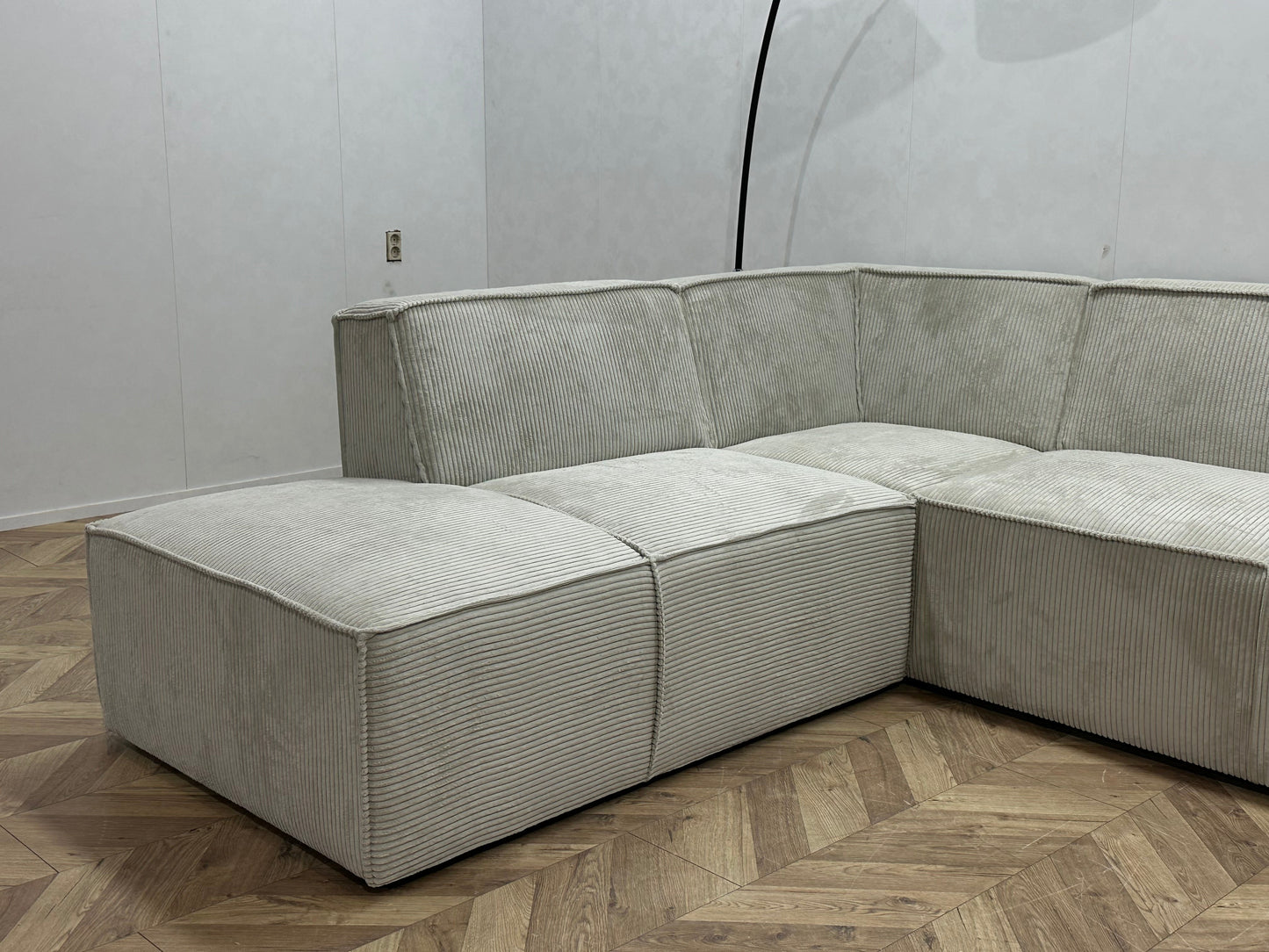 !Showroommodel! Witte Ribstof Hoekzetel