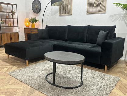 !Showroommodel! Zwarte Velvet Hoekzetel