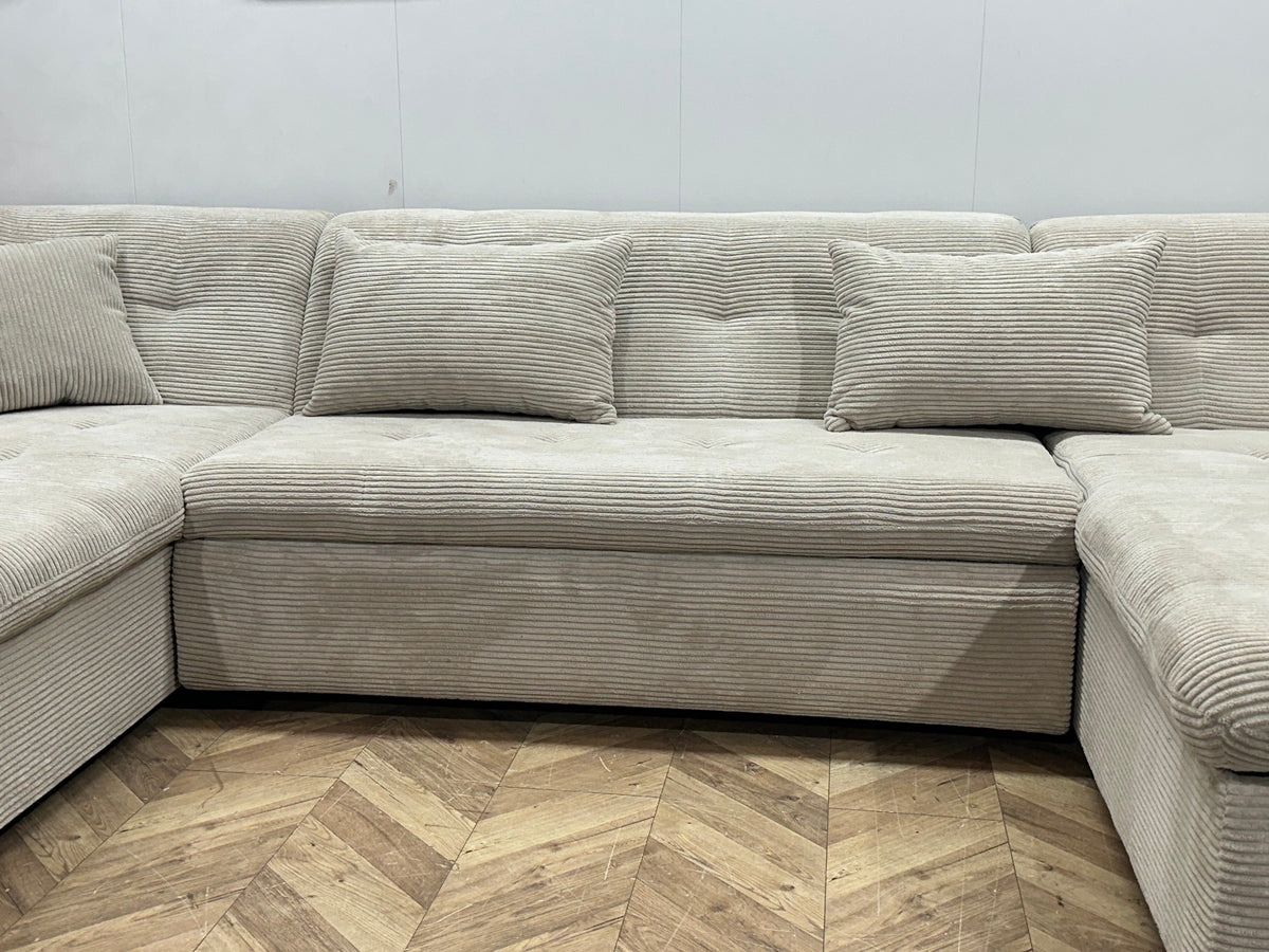 !Showroommodel! Crème Ribstof U Zetel ~ Slaapfunctie