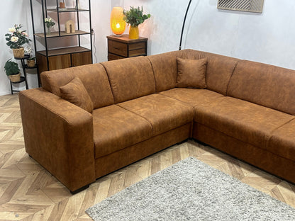 !Showroommodel! Cognac Bruine Suède Stoffen Hoekzetel