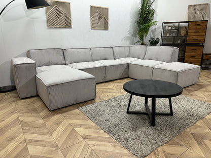 !Showroommodel! Licht Grijze Ribstof U Zetel
