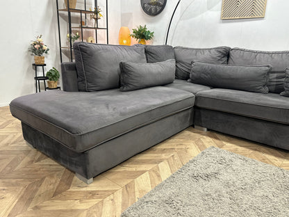 Antraciet Velvet Hoekzetel ~ Losse Kussens Met Afneembare Hoezen