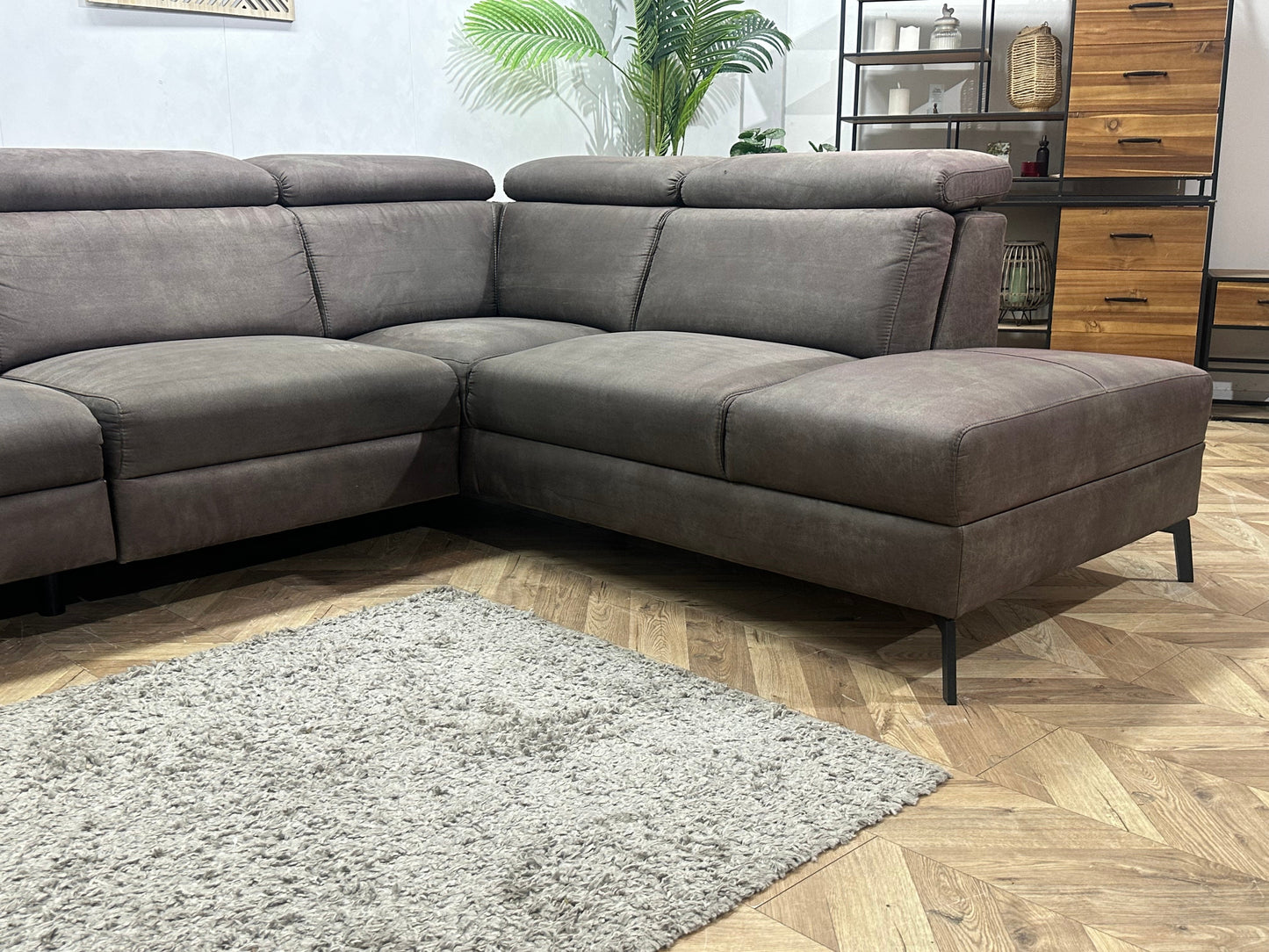 H&H Bruine Suède Stoffen Hoekzetel ~ Relaxfunctie