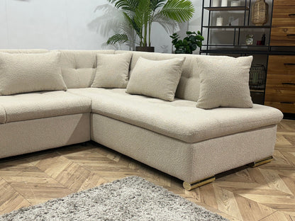 !Showroommodel! Witte/Crème Bouclé Stoffen Hoekzetel