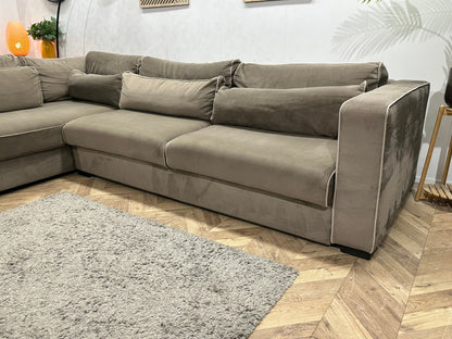 Bruine Velvet Hoekzetel ~ Losse Kussens Met Afneembare Hoezen