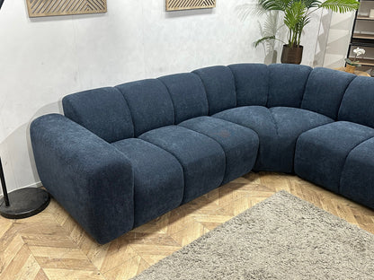 !Showroommodel Blauwe Chenille Stoffen Hoekzetel
