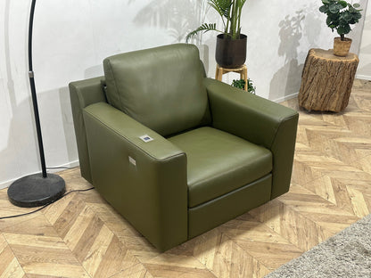 !Nieuw! Montèl Groene Echt Lederen Fauteuil ~ Elektrisch Verstelbare Zithoogte (4 Stuks Beschikbaar)