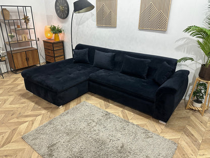 !Showroommodel! Zwarte Velvet Hoekzetel ~ Slaapfunctie