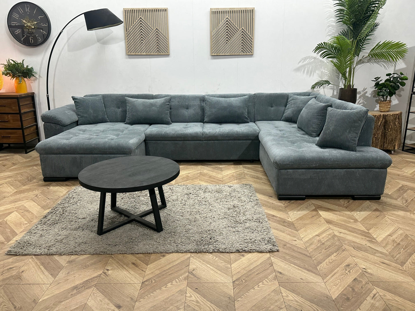 !Showroommodel! Grijze Ribstof U Zetel