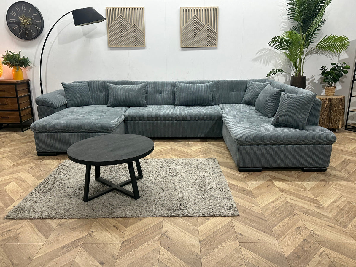 !Showroommodel! Grijze Ribstof U Zetel