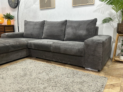 Antraciet Ribstof Hoekzetel ~ Losse Rugkussens Met Afneembare Hoezen