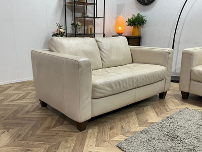 Natuzzi Crème Echt Lederen Zetels Set ~ Losse Rugkussens