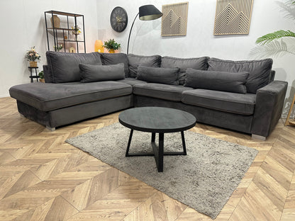 Antraciet Velvet Hoekzetel ~ Losse Kussens Met Afneembare Hoezen