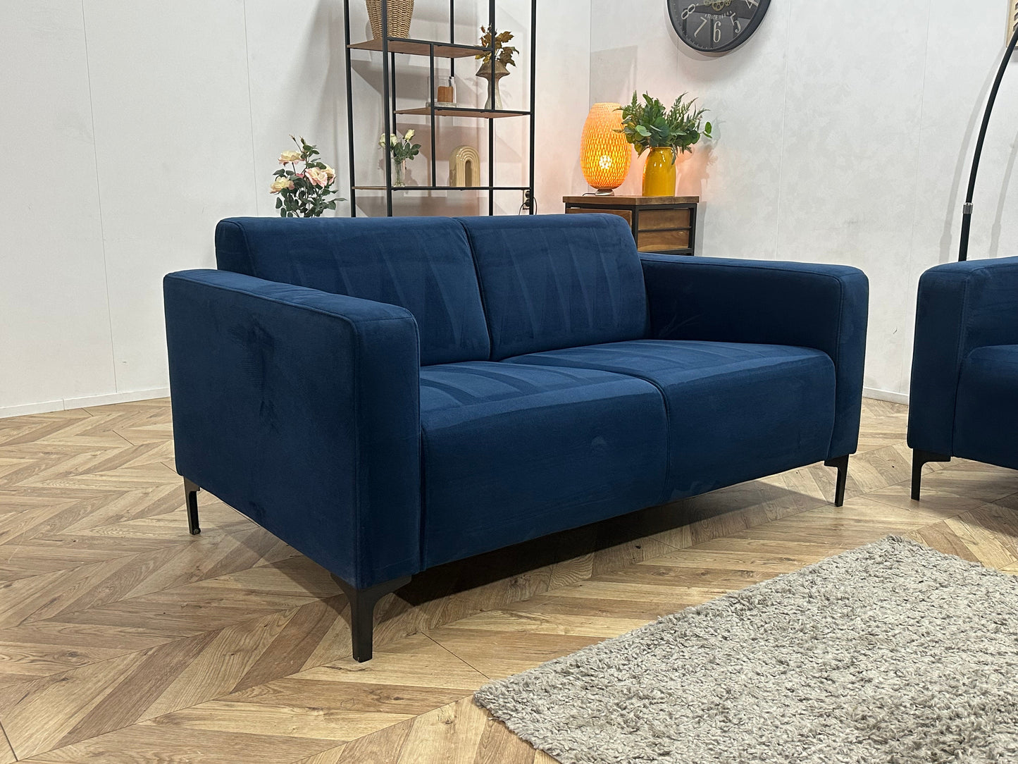 Blauwe Velvet Zetels Set ~ Vaste Kussens