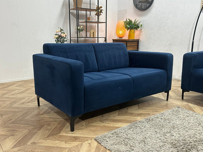 Blauwe Velvet Zetels Set ~ Vaste Kussens