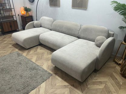 !Showroommodel! Taupe Chenille Stoffen U Zetel