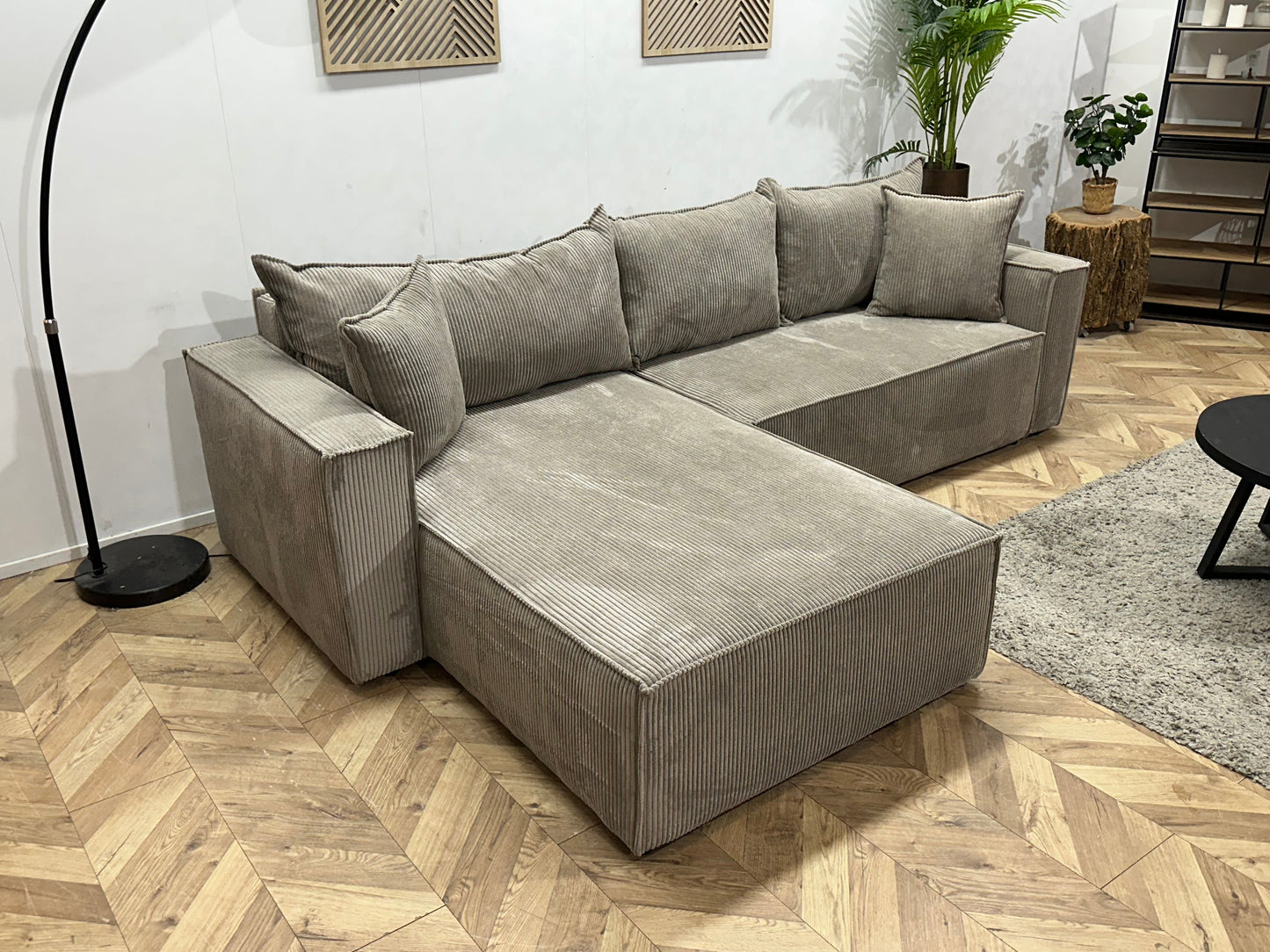 !Showroommodel! Licht Bruine Ribstof Hoekzetel