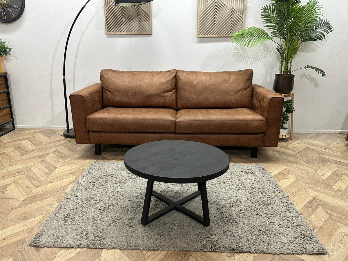 Cognac Bruine Suède Stoffen 2.5-Zits Zetel ~ Losse Rugkussens Met Afneembare Hoezen
