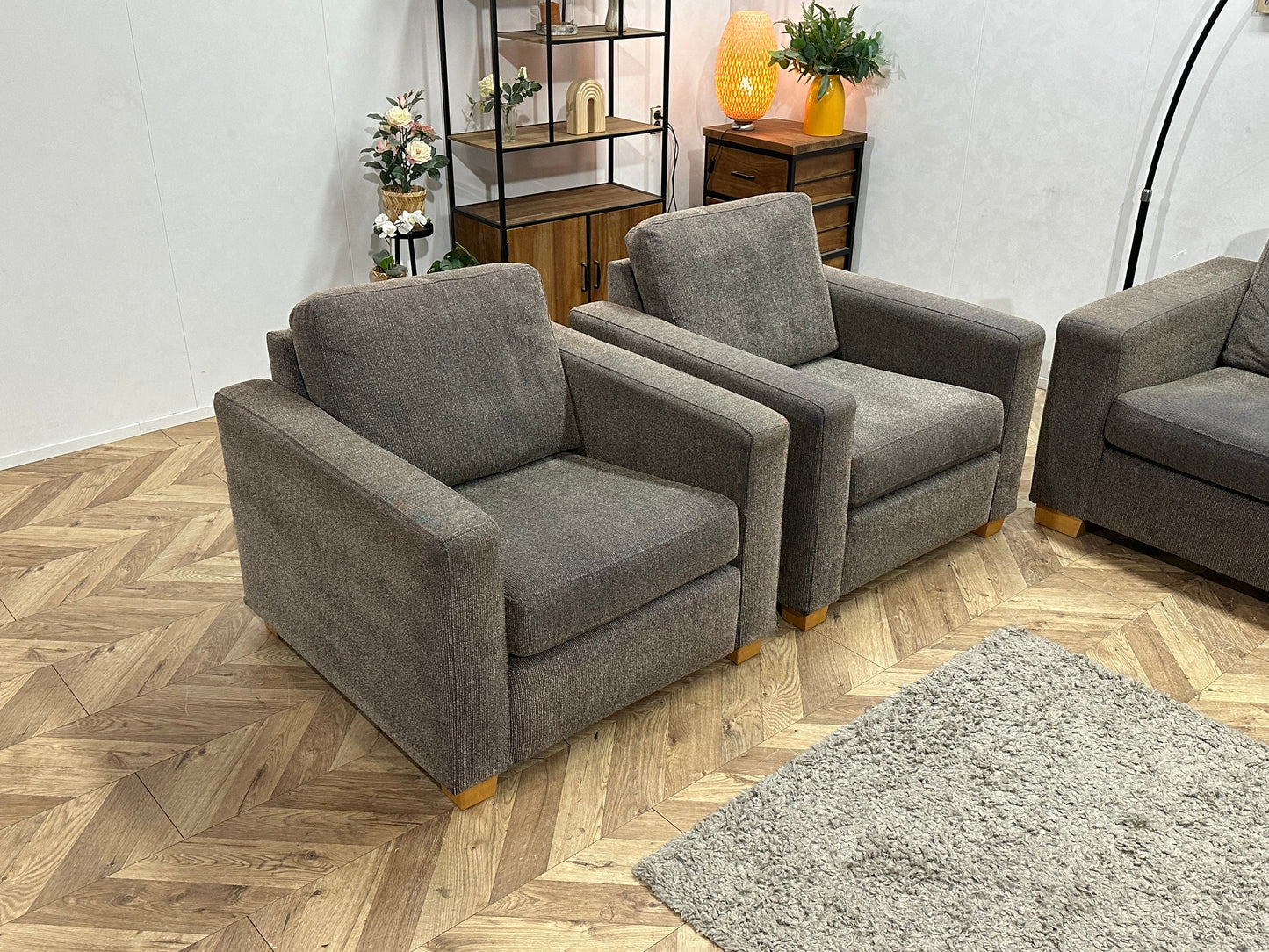 Grijze/Bruine 2.5-Zits Zetel Inc Fauteuils ~ Losse Kussens Met Afneembare Hoezen