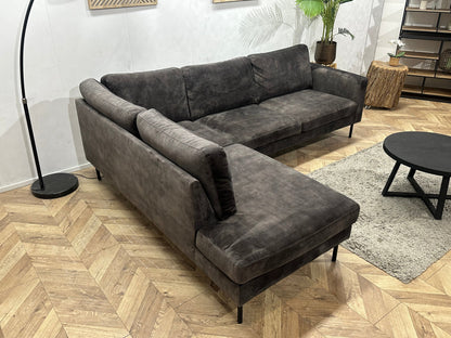 Antraciet Velvet Hoekzetel ~ Losse Kussens Met Afneembare Hoezen