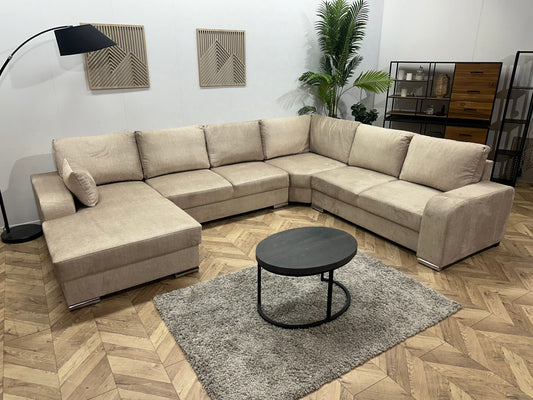 !Showroommodel! Beige Velvet U Zetel